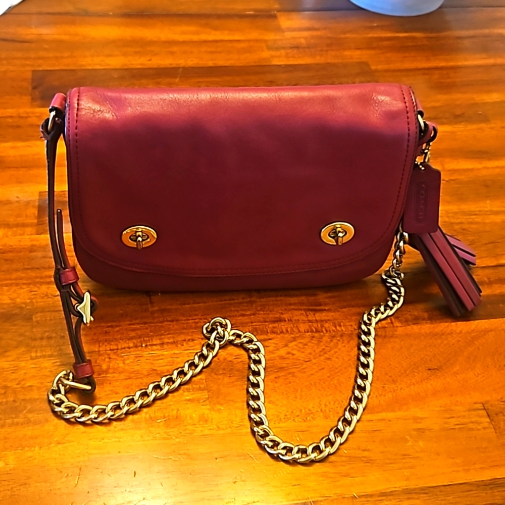 Coach 25361 Legacy Leather Double Gusseted Flap Magenta